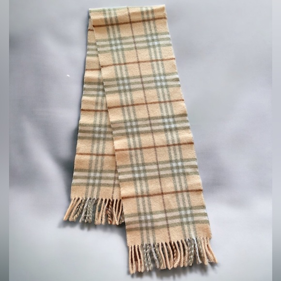 Authentic Vintage BURBERRYS Burberry Check 100% Lambswool Scarf 46” x 8” - Picture 2 of 9